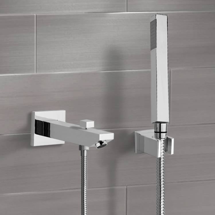 Remer TDH01 Chrome Wall Mounted Tub Spout Kit with Hand Shower